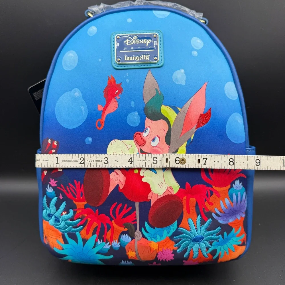 Disney Loungefly Pinocchio Coral Mini Backpack Women OS Blue Undersea Disney